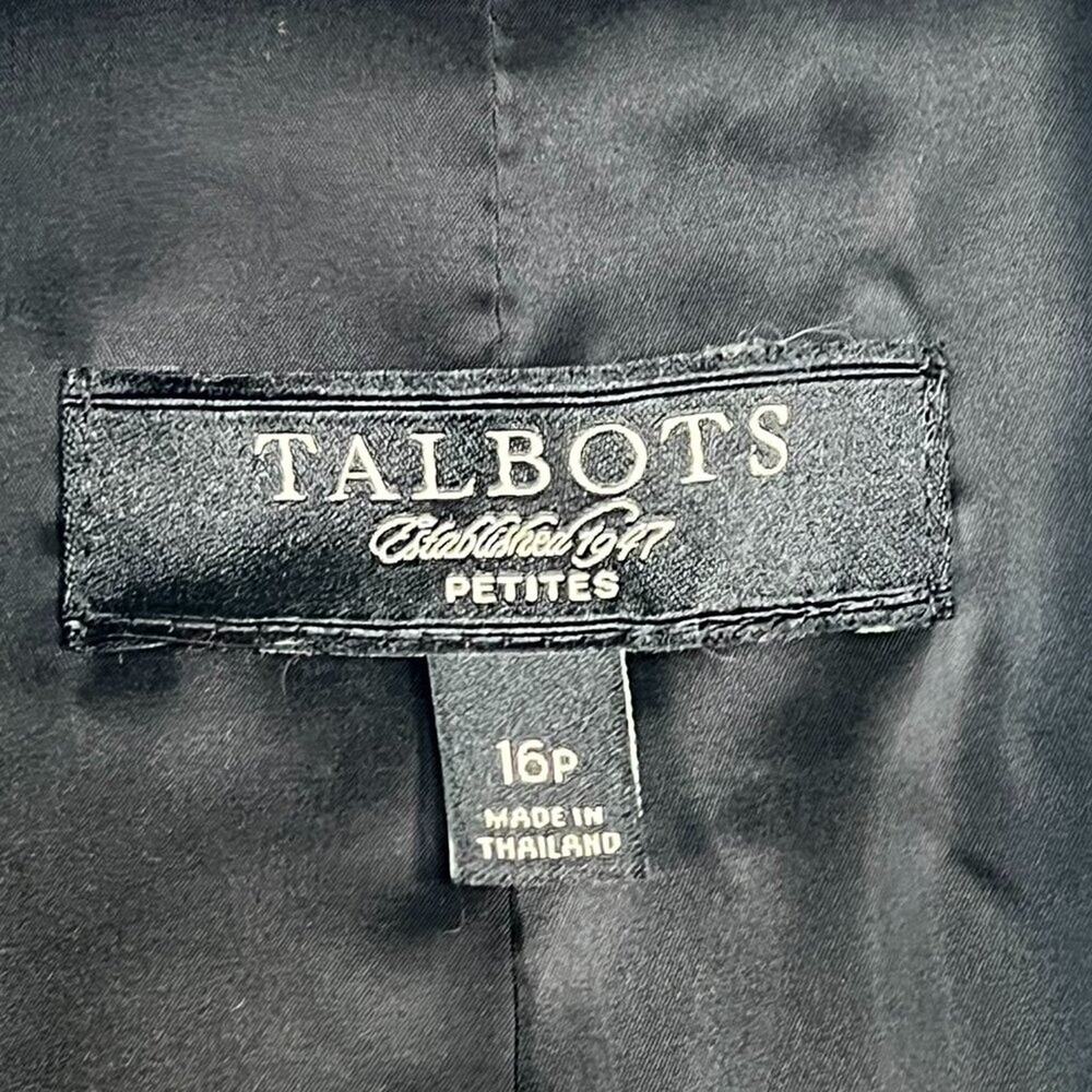 Talbots Black White Textured Tweed Collarless Suit Jacket Womens 16 Petite - Picture 13 of 14
